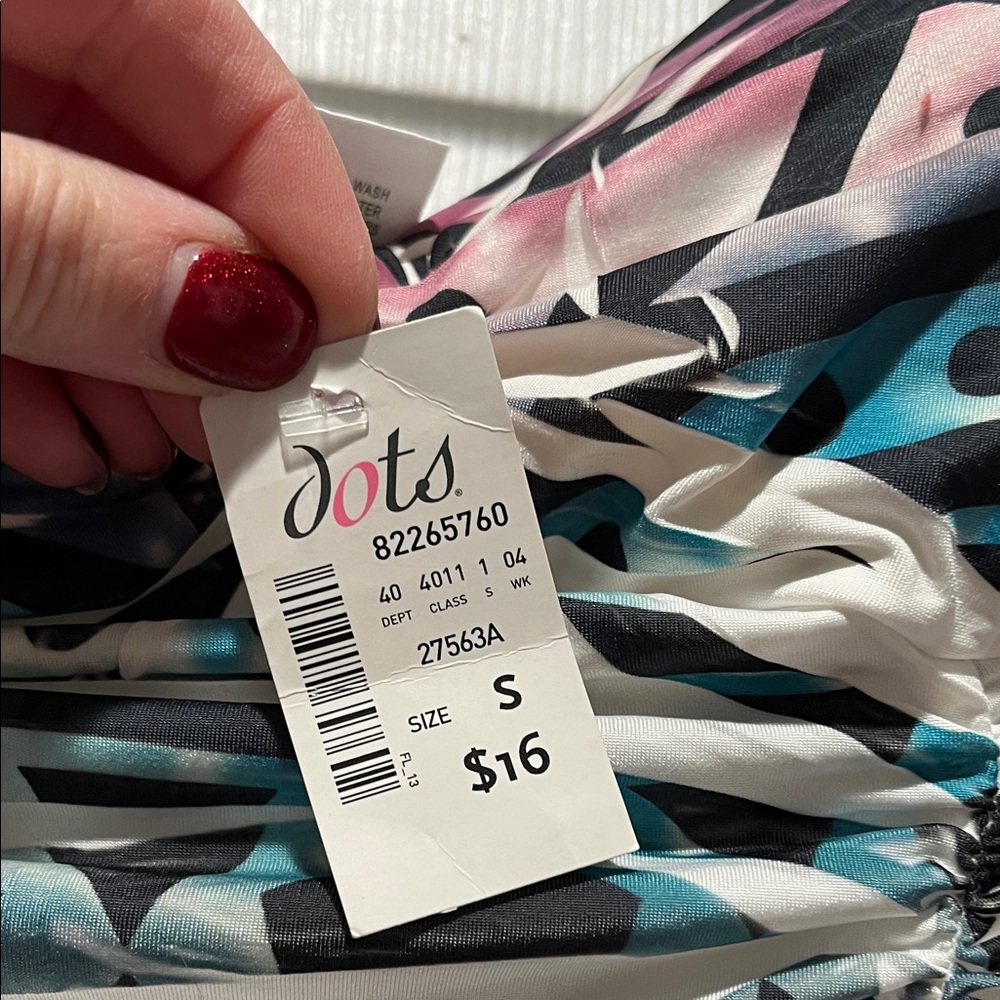Dots Multicolor Ruched Strapless Tunic - Picture 2 of 2